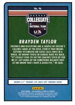 2023 Panini USA Baseball Stars & Stripes #96 Brayden Taylor Back