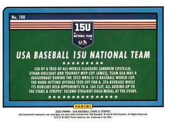 2023 Panini USA Baseball Stars & Stripes #100 15U National Team Back