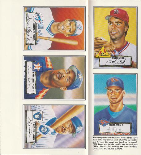 1990 Baseball Cards Presents Beginners Guide to Baseball Cards Repli-cards - Panel #1/2/3/4/5 John Olerud / Eric Anthony / Greg Vaughn / Todd Zeile / Ben McDonald Front