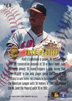 1994 Fleer Update - Diamond Tribute #7 Fred McGriff Back