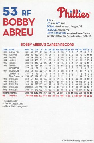 2003 Philadelphia Phillies #NNO Bobby Abreu Back