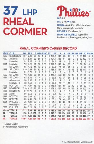 2003 Philadelphia Phillies #NNO Rheal Cormier Back