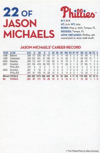 2003 Philadelphia Phillies #NNO Jason Michaels Back
