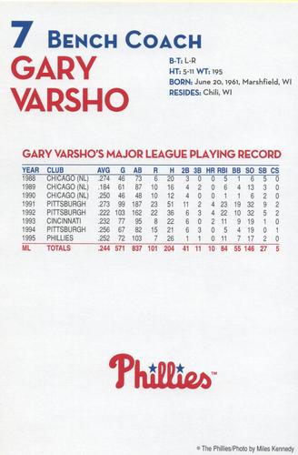 2003 Philadelphia Phillies #NNO Gary Varsho Back