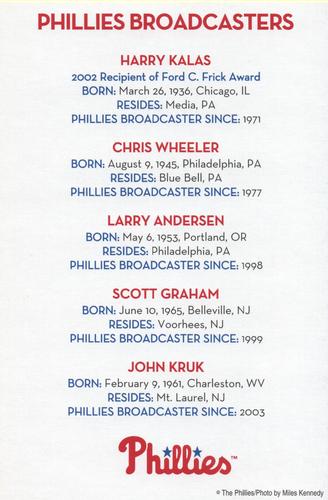 2003 Philadelphia Phillies #NNO Chris Wheeler / Larry Andersen / Harry Kalas / Scott Graham / John Kruk Back
