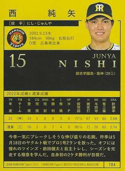 2023 BBM Hanshin Tigers #T04 Junya Nishi Back