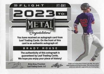 2022 Leaf Metal - Flight 2023 To... Autographs Snakeskin Mojo #FT-BH1 Brady House Back