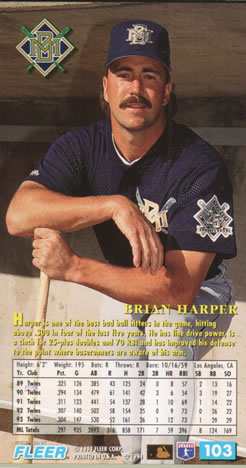 1994 Fleer Extra Bases #103 Brian Harper Back