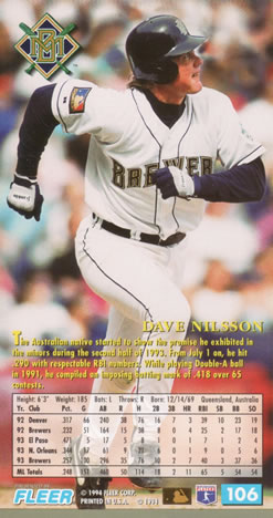 1994 Fleer Extra Bases #106 Dave Nilsson Back