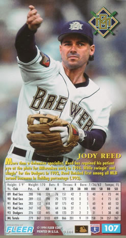 1994 Fleer Extra Bases #107 Jody Reed Back