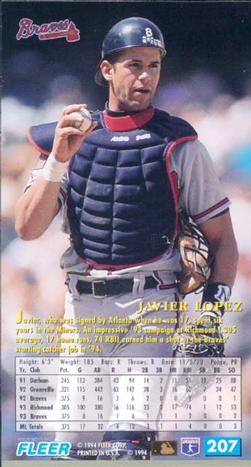 1994 Fleer Extra Bases #207 Javy Lopez Back