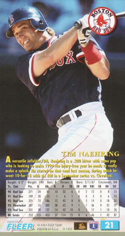 1994 Fleer Extra Bases #21 Tim Naehring Back