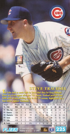 1994 Fleer Extra Bases #225 Steve Trachsel Back