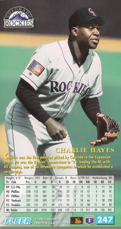 1994 Fleer Extra Bases #247 Charlie Hayes Back