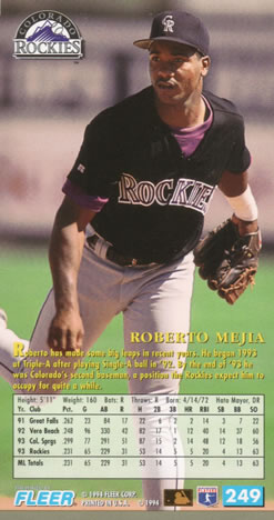 1994 Fleer Extra Bases #249 Roberto Mejia Back