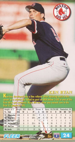 1994 Fleer Extra Bases #24 Ken Ryan Back