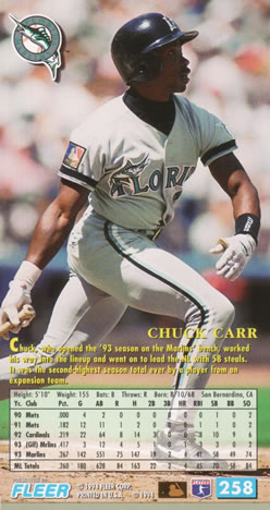 1994 Fleer Extra Bases #258 Chuck Carr Back
