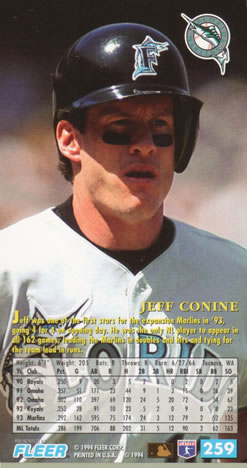 1994 Fleer Extra Bases #259 Jeff Conine Back