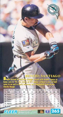 1994 Fleer Extra Bases #265 Benito Santiago Back