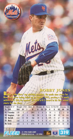 1994 Fleer Extra Bases #319 Bobby Jones Back
