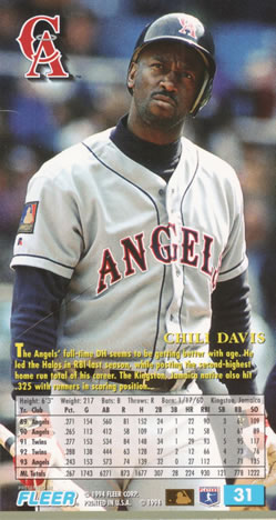 1994 Fleer Extra Bases #31 Chili Davis Back