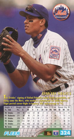 1994 Fleer Extra Bases #324 David Segui Back