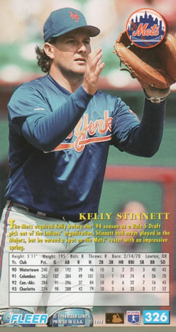 1994 Fleer Extra Bases #326 Kelly Stinnett Back