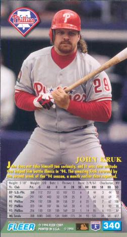 1994 Fleer Extra Bases #340 John Kruk Back