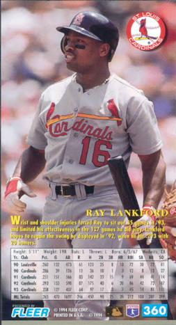 1994 Fleer Extra Bases #360 Ray Lankford Back