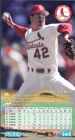 1994 Fleer Extra Bases #362 Mike Perez Back