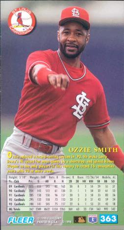 1994 Fleer Extra Bases #363 Ozzie Smith Back