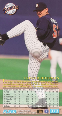 1994 Fleer Extra Bases #373 Trevor Hoffman Back
