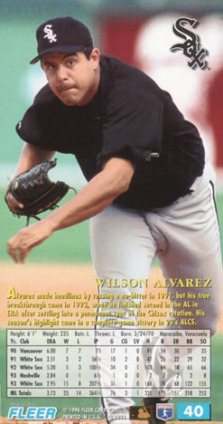 1994 Fleer Extra Bases #40 Wilson Alvarez Back