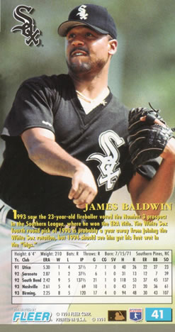 1994 Fleer Extra Bases #41 James Baldwin Back