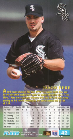1994 Fleer Extra Bases #42 Jason Bere Back