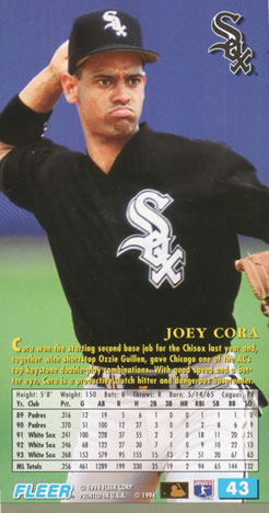 1994 Fleer Extra Bases #43 Joey Cora Back