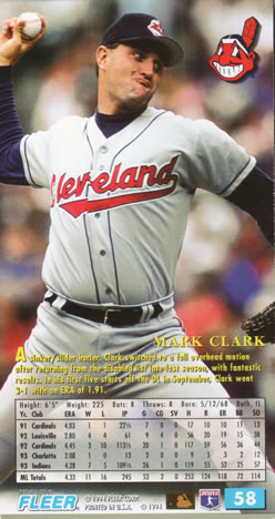 1994 Fleer Extra Bases #58 Mark Clark Back