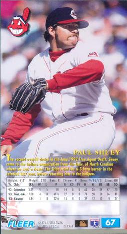 1994 Fleer Extra Bases #67 Paul Shuey Back