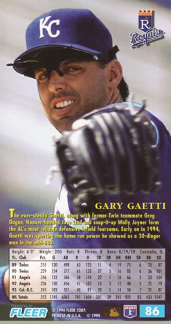 1994 Fleer Extra Bases #86 Gary Gaetti Back