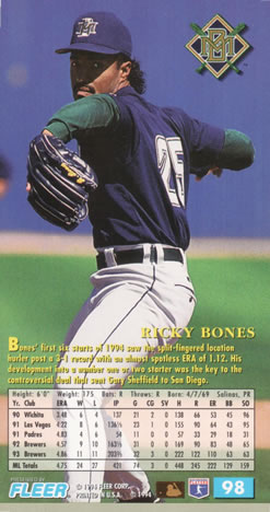1994 Fleer Extra Bases #98 Ricky Bones Back