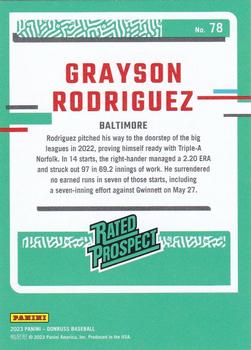2023 Donruss #78 Grayson Rodriguez Back