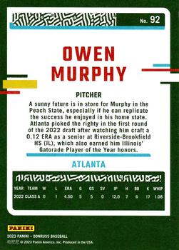 2023 Donruss #92 Owen Murphy Back