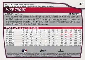 2023 Topps Big League - Electric Orange #27 Mike Trout Back