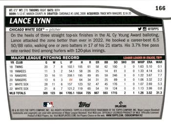 2023 Topps Big League - Electric Orange #166 Lance Lynn Back