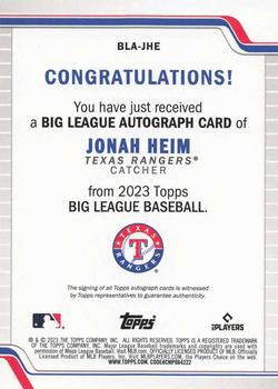 2023 Topps Big League - Big League Blue Foil Autographs #BLA-JHE Jonah Heim Back