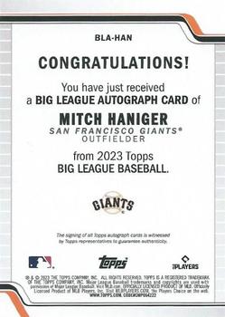 2023 Topps Big League - Big League Gold Foil Autographs #BLA-HAN Mitch Haniger Back