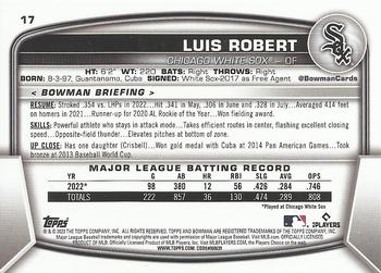 2023 Bowman #17 Luis Robert Back