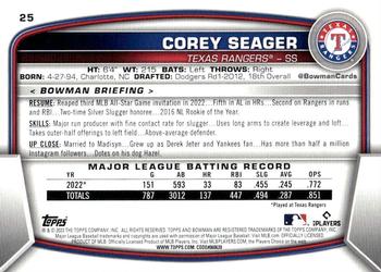 2023 Bowman #25 Corey Seager Back