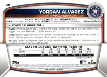 2023 Bowman #29 Yordan Alvarez Back