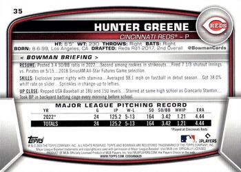 2023 Bowman #35 Hunter Greene Back